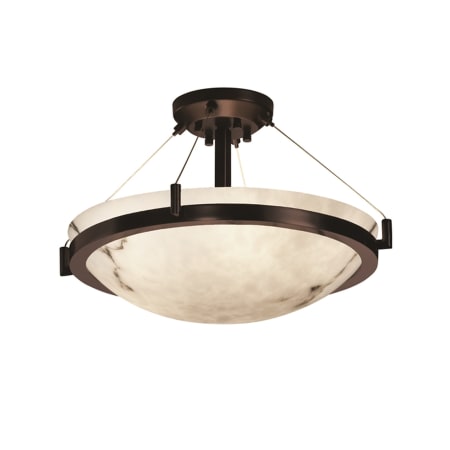 Justice Design Group LumenAria 21" Wide Integrated 3000K LED Semi-Flush Bowl Ceiling Fixture with Faux Alabaster Resin Shade Dark Bronze