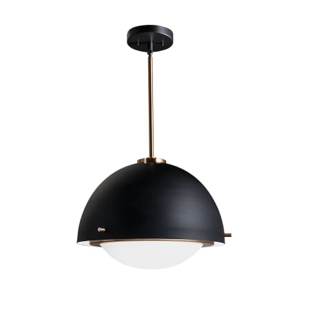Justice Design Group Fusion 2 Light 15" Wide Pendant Matte Black / Brass