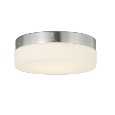 Justice Design Group Fusion 9" Wide LED Flush Mount Drum Ceiling Fixture with Opal Shade Brushed Nickel