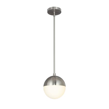 Justice Design Group Fusion 7" Wide Mini Pendant with Opal Shade from the Fusion Ion Series Brushed Nickel