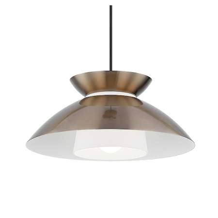 Justice Design Group Noreen 14" Wide Pendant Brushed Brass / Opal Glass