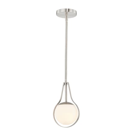 Justice Design Group Fusion 7" Wide Mini Pendant with Opal Shade from the Fusion Pearl Series Brushed Nickel