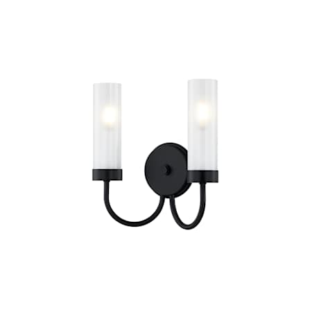 Justice Design Group Anchor 2 Light 12" Tall Wall Sconce Matte Black / Clear Frosted