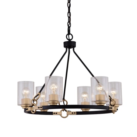 Justice Design Group Richmond 6 Light 26" Wide Ring Chandelier Matte Black / Brass