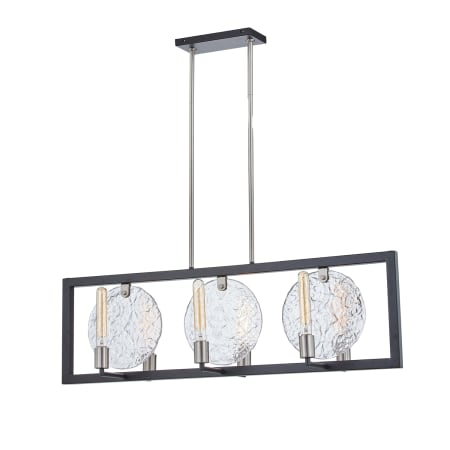 Justice Design Group Orion 6 Light 39" Wide Linear Chandelier Matte Black / Brushed Nickel