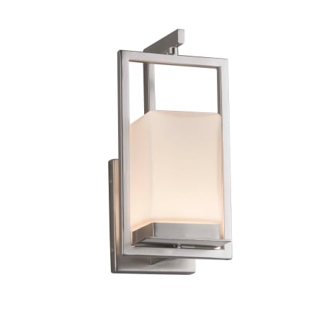 Justice Design Group Laguna Single Light 12-1/4" Tall Integrated LED Outdoor Wall Sconce with Opal Glass Shade Brushed Nickel