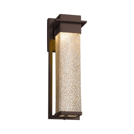 Justice Design Group Fusion Single Light 16-1/2" High Integrated 3000K LED Outdoor Wall Sconce with Mercury Artisan Glass Shade Dark Bronze