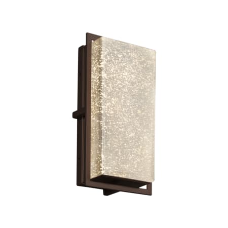 Justice Design Group Fusion Single Light 12" High Integrated 3000K LED Outdoor Wall Sconce with Mercury Artisan Glass Shade - ADA Compliant Dark Bronze