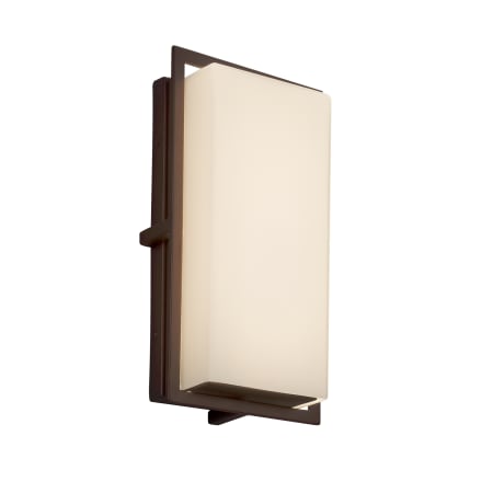 Justice Design Group Fusion Single Light 12" High Integrated 3000K LED Outdoor Wall Sconce with Opal Artisan Glass Shade - ADA Compliant Dark Bronze