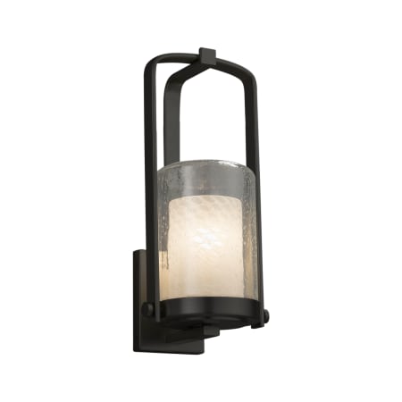 Justice Design Group Fusion Single Light 12-1/2" High Integrated 3000K LED Outdoor Wall Sconce with Woven Artisan Glass Shade Matte Black