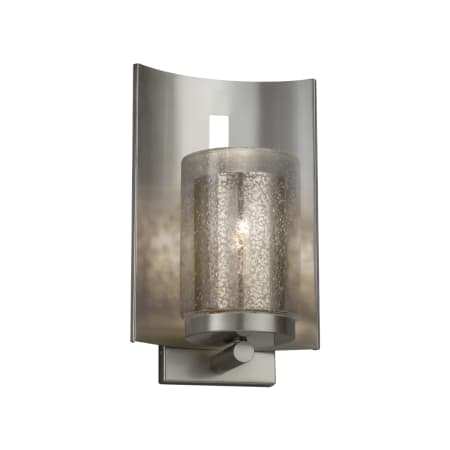 Justice Design Group Fusion Single Light 12-3/4" High Integrated 3000K LED Outdoor Wall Sconce with Mercury Artisan Glass Shade Brushed Nickel