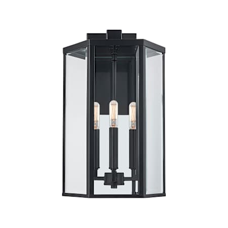 Justice Design Group Edgeworth 3 Light 18" Tall Outdoor Wall Sconce Matte Black / Clear Glass
