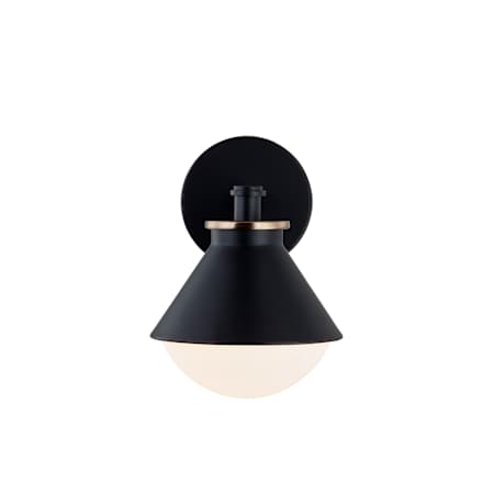 Justice Design Group Ravelle 10" Tall Outdoor Wall Sconce Matte Black / Opal Glass