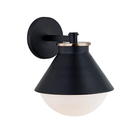 Justice Design Group Ravelle 13" Tall Outdoor Wall Sconce Matte Black / Opal Glass