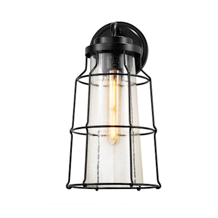 Justice Design Group Fusion 15" Tall Outdoor Seeded Glass Shade Wall Sconce Matte Black