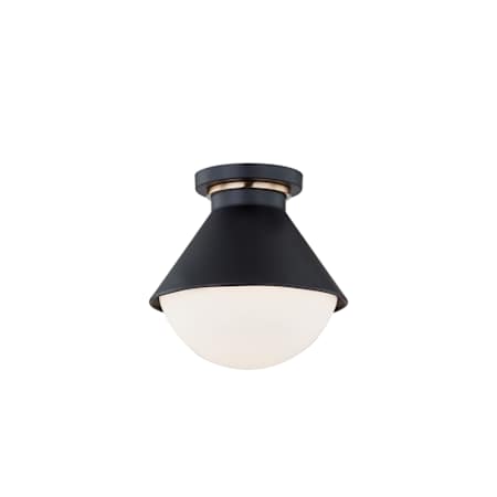 Justice Design Group Ravelle 7" Wide Semi-Flush Outdoor Ceiling Fixture Matte Black / Opal Glass