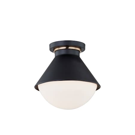 Justice Design Group Ravelle 10" Wide Semi-Flush Outdoor Ceiling Fixture Matte Black / Opal Glass