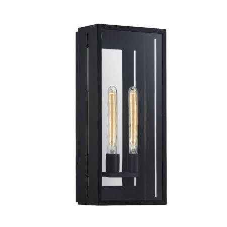 Justice Design Group Briarwood 2 Light 22" Tall Outdoor Wall Sconce Matte Black / Clear Glass