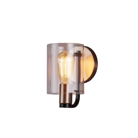 Justice Design Group Poise 8" Tall Bathroom Sconce with Clear Glass Shade Matte Black / Brass