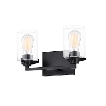 Justice Design Group Cilindro 2 Light 15" Wide Vanity Light Matte Black