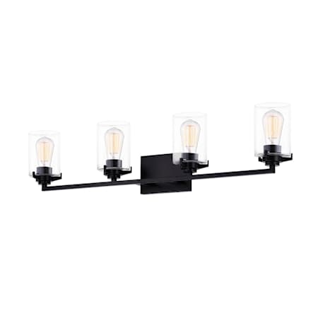 Justice Design Group Cilindro 35" Wide 4 Light Vanity Light Matte Black