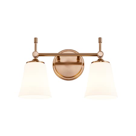 Justice Design Group Fusion 2 Light 15" Wide Vanity Light Brushed Brass / Opal