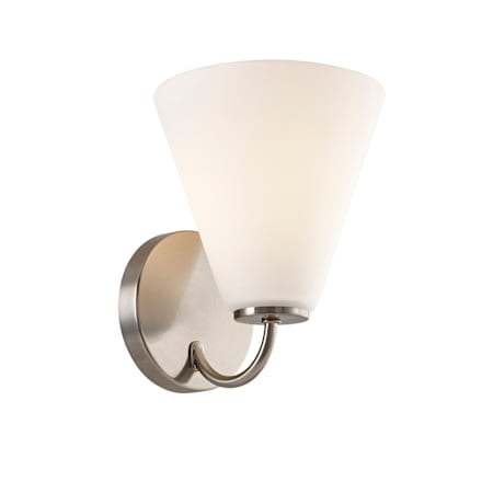 Justice Design Group Fusion 8" Tall Bathroom Sconce Brushed Nickel / Opal