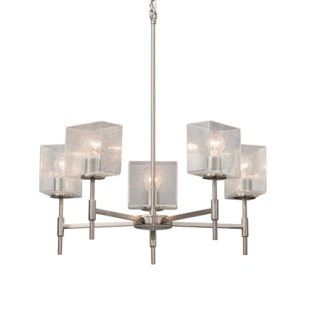 Justice Design Group Union 5 Light 24" Wide Chandelier with Seeded Rectangular Shades Brushed Nickel
