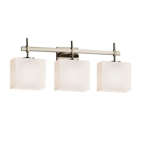 Justice Design Group Fusion 3 Light 24" Wide LED Bathroom Vanity Light with Rectangle Opal Shades Brushed Nickel