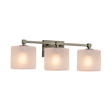Justice Design Group Fusion 3 Light 22" Wide Bathroom Vanity Light with Oval Frosted Crackle Glass Shades Brushed Nickel