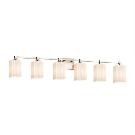 Justice Design Group Tetra 6 Light 49" Wide Integrated 3000K LED Bathroom Vanity Light Brushed Nickel