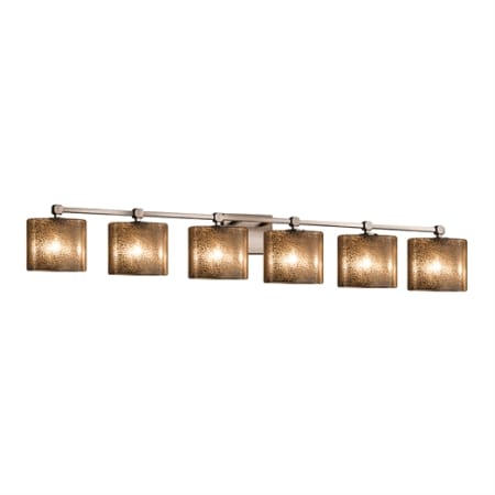 Justice Design Group Tetra 6 Light 51-1/2" Wide Bathroom Vanity Light Brushed Nickel