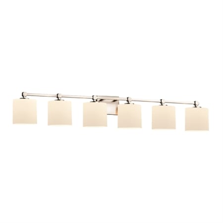 Justice Design Group Tetra 6 Light 51-1/2" Wide Integrated 3000K LED Bathroom Vanity Light Brushed Nickel