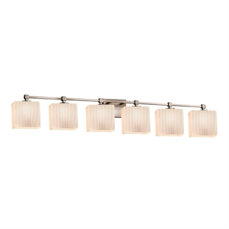 Justice Design Group Tetra 6 Light 50-1/2" Wide Integrated 3000K LED Bathroom Vanity Light Brushed Nickel