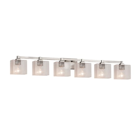 Justice Design Group Fusion 6 Light 49" Wide Bathroom Vanity Light Brushed Nickel
