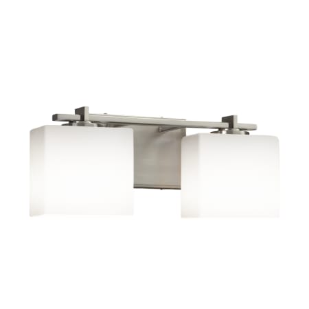 Justice Design Group Fusion 2 Light 16" Wide Bathroom Vanity Light with Rectangle Opal Shades from the Era Series Brushed Nickel