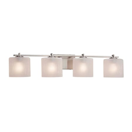 Justice Design Group Fusion 4 Light 34" Wide LED Bathroom Vanity Light with Oval Frosted Crackle Shades from the Era Series Brushed Nickel
