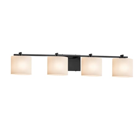Justice Design Group Fusion 4 Light 37" Wide Bathroom Vanity Light with Oval Opal Shades from the Era Series Matte Black