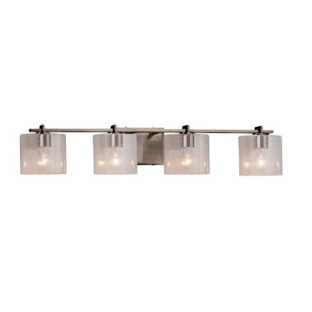 Justice Design Group Fusion 4 Light 34" Wide Bathroom Vanity Light with Oval Seeded Shades from the Era Series Brushed Nickel