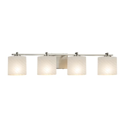 Justice Design Group Fusion 4 Light 37" Wide Bathroom Vanity Light with Oval Weave Shades from the Era Series Brushed Nickel