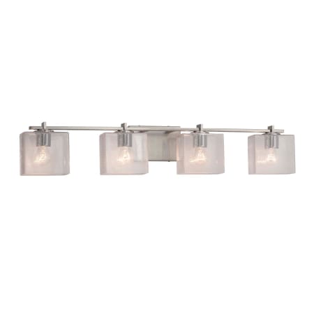 Justice Design Group Fusion 4 Light 34" Wide LED Bathroom Vanity Light with Rectangle Seeded Shades from the Era Series Brushed Nickel