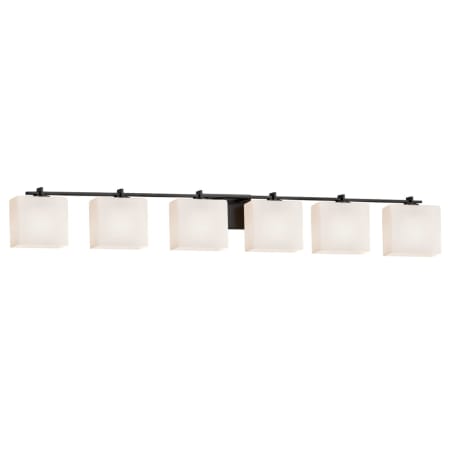 Justice Design Group Fusion 6 Light 56" Wide LED Bathroom Vanity Light with Rectangle Opal Shades from the Era Series Matte Black