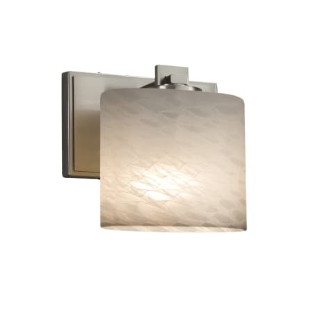 Justice Design Group Fusion 7" Tall Bathroom Sconce with Oval Weave Shade from the Era Series Brushed Nickel
