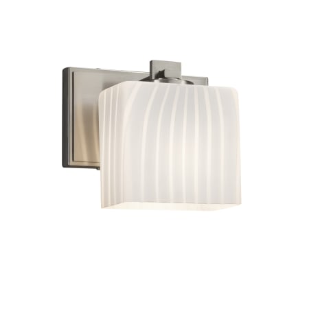 Justice Design Group Fusion 6" Tall Bathroom Sconce with Rectangle Ribbon Shade from the Era Series Brushed Nickel