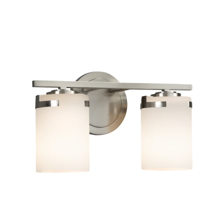 Justice Design Group Atlas 2 Light 13-3/4" Wide Integrated 3000K LED Bathroom Vanity Light Brushed Nickel