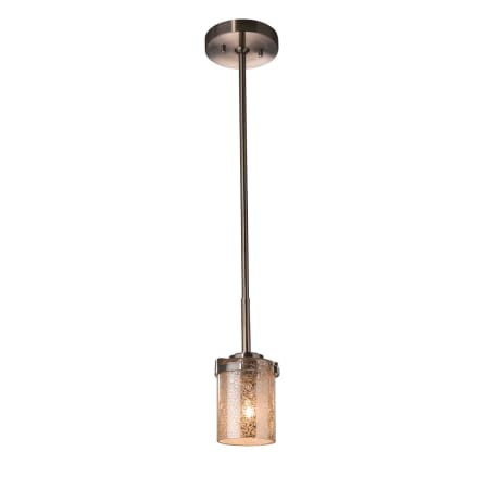 Justice Design Group Atlas Single Light 4-1/2" Wide Integrated LED Mini Pendant with Cylindrical Mercury Glass Shade Brushed Nickel