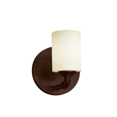 Justice Design Group Fusion 8" Tall LED Bathroom Sconce with Flat Rimmed Cylinder Shade Dark Bronze
