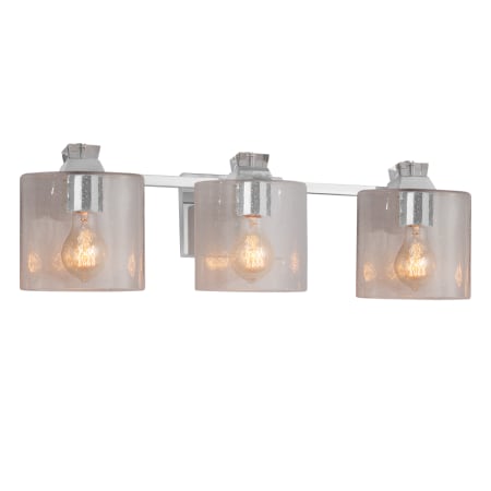 Justice Design Group Fusion 3 Light 26" Wide Bathroom Vanity Light with Oval Seeded Glass Shades Polished Chrome