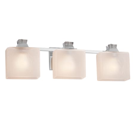 Justice Design Group Ardent 3 Light 24-1/2" Wide Integrated LED Vanity Light with Frosted Crackle Glass Rectangular Shades Polished Chrome