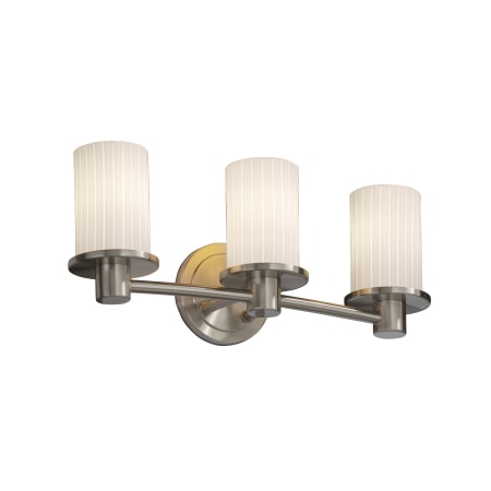 Justice Design Group Fusion 20" Rondo 3 Light Bathroom Vanity Light Brushed Nickel